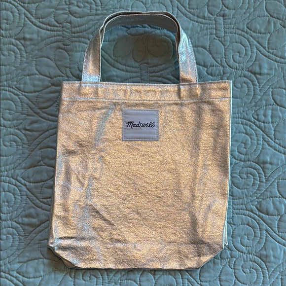 Madewell Handbags - NWOT Madewell Metallic Silver Small Tote Bag
